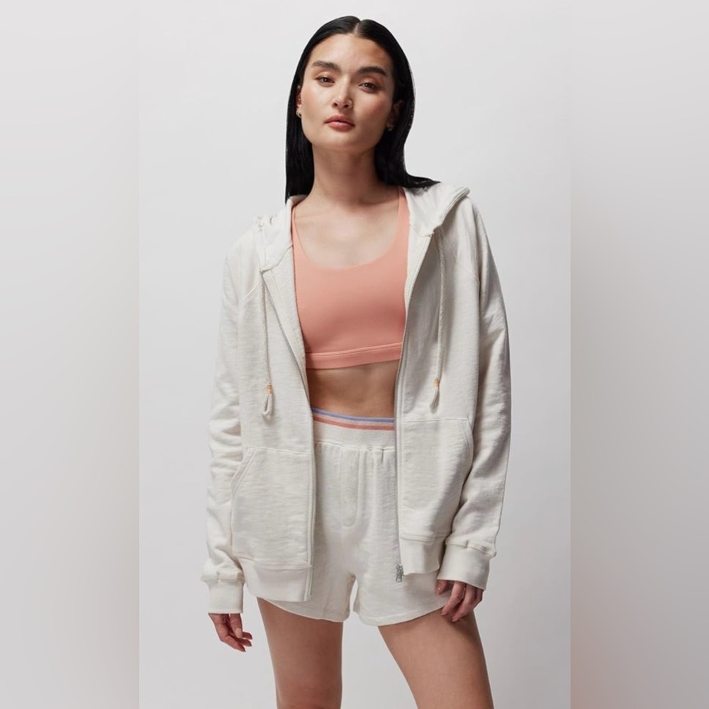 Spiritual Gangster NWT Gratitude Slub Terry  Raglan Full Zip Cream Hoodie XS - Picture 3 of 12